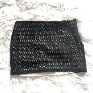 Forever 21 Women Black & Cream Mini Skirt